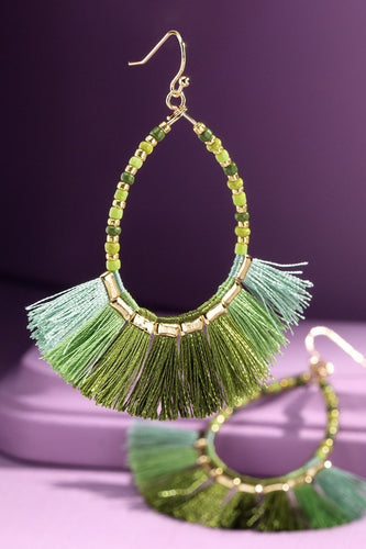 J.Crew Beaded Tassel Earrings in Green | Lyst